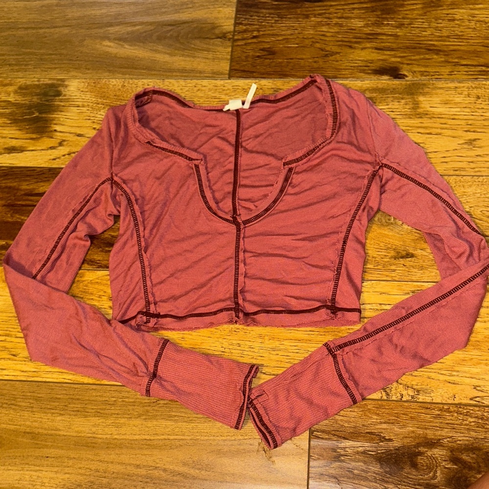 Urban Outfitters Mauve Long Sleeve Crop Top